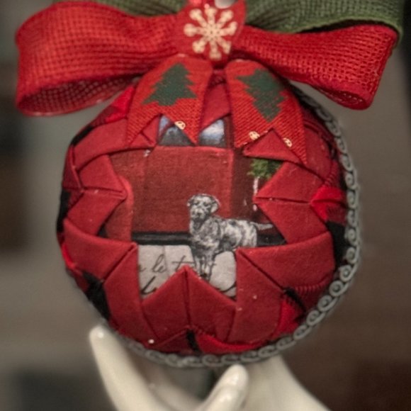 Christmas Ornament, Red Truck W/Dog, Country Chic, X-Mas Gift/Present, Handmade - Picture 9 of 16